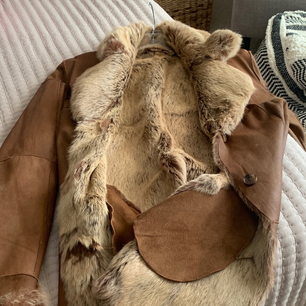 Brown Fur Lined Leather Jacket